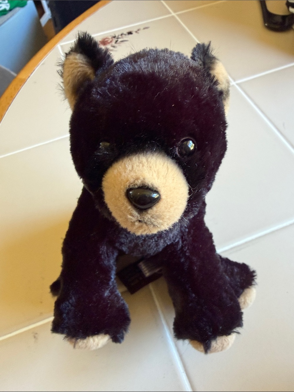 The Bearington Collection Black Plush Bear with Cream Accents